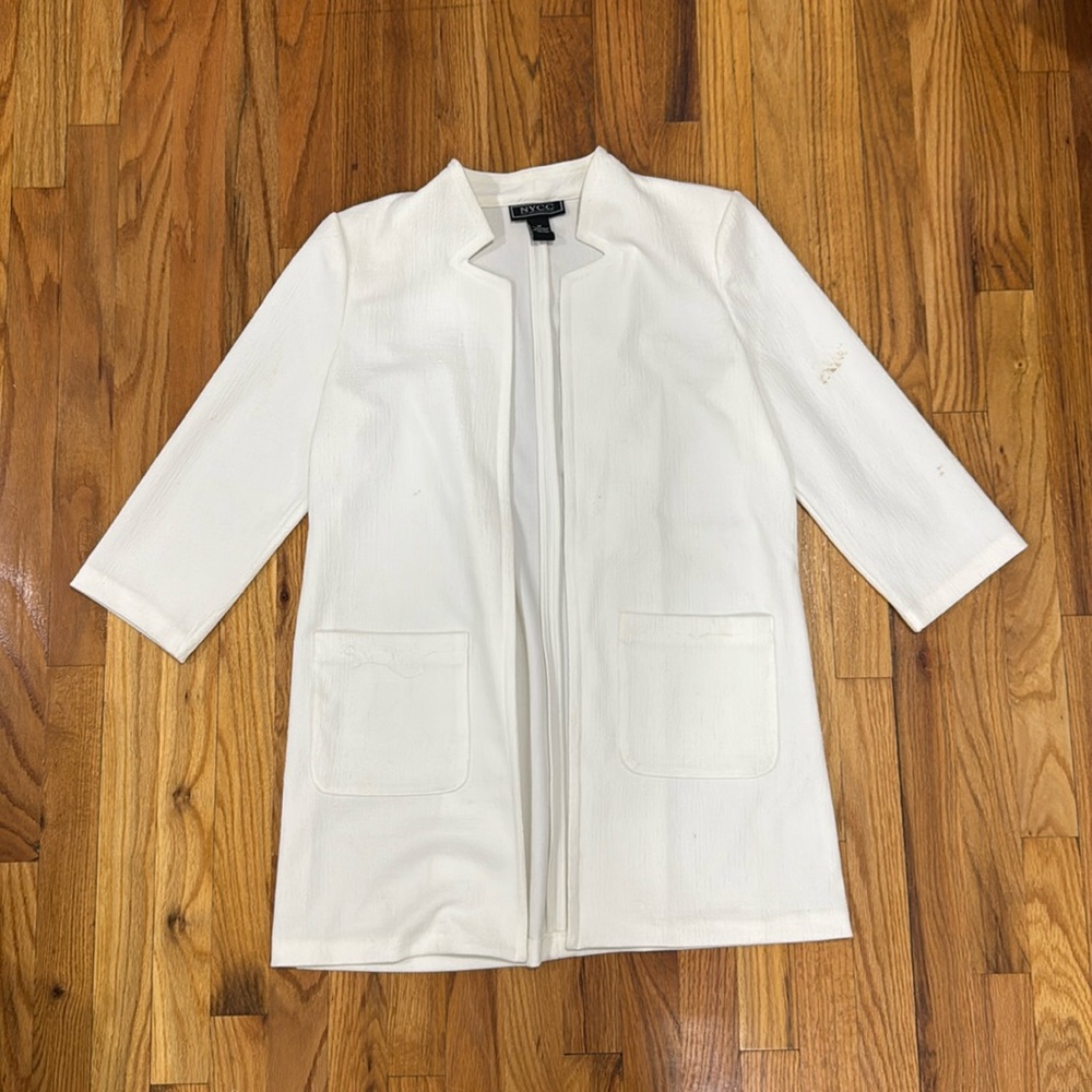 3/4 Sleeve White Blazer